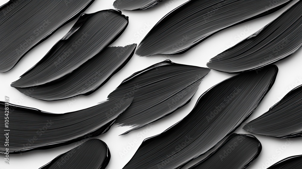 Obraz premium Bold black oil strokes interspersed with white patches form a striking abstract arrangement, highlighting artistic expression and texture
