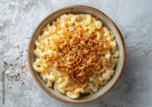 Aerial View of Creamy Spatzle German Dish