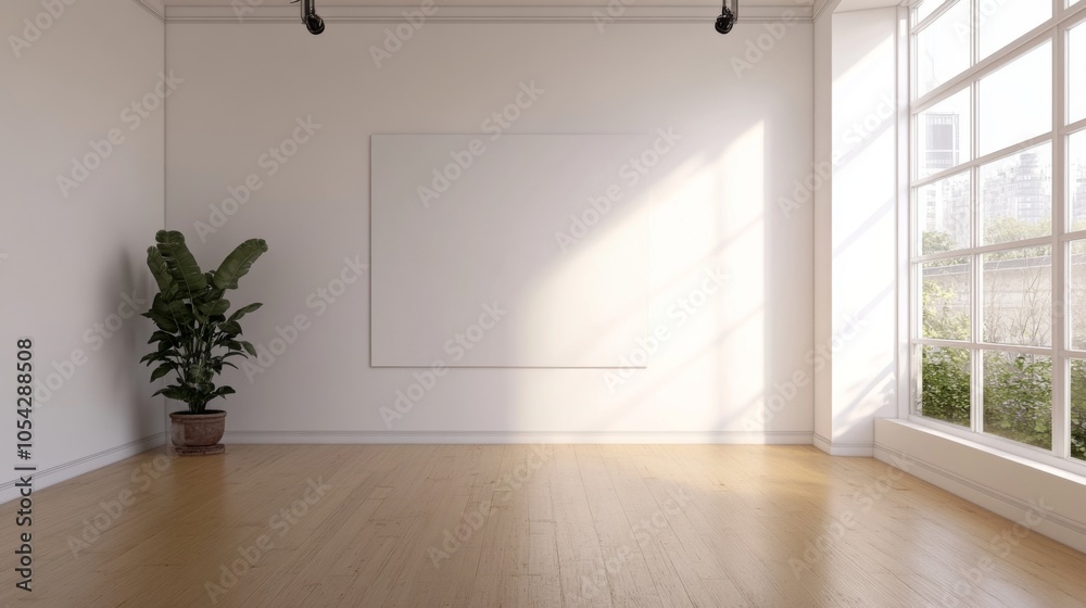Obraz premium Minimalist Blank White Canvas in Clean Studio or Gallery Setting Perfect for Artwork Mockups and Creative Displays