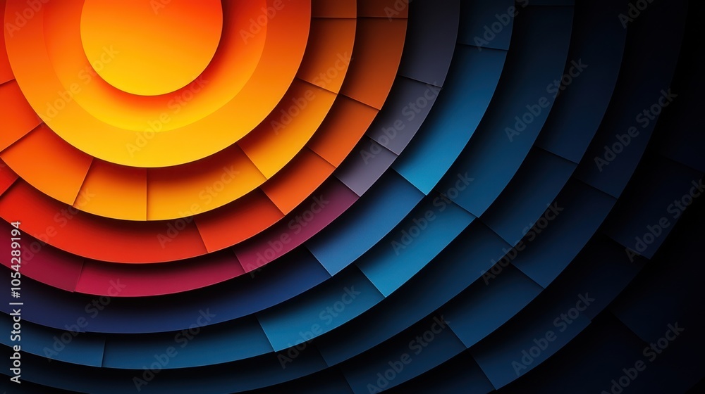 Obraz premium Abstract Circular Pattern with Orange, Red, and Blue Layers