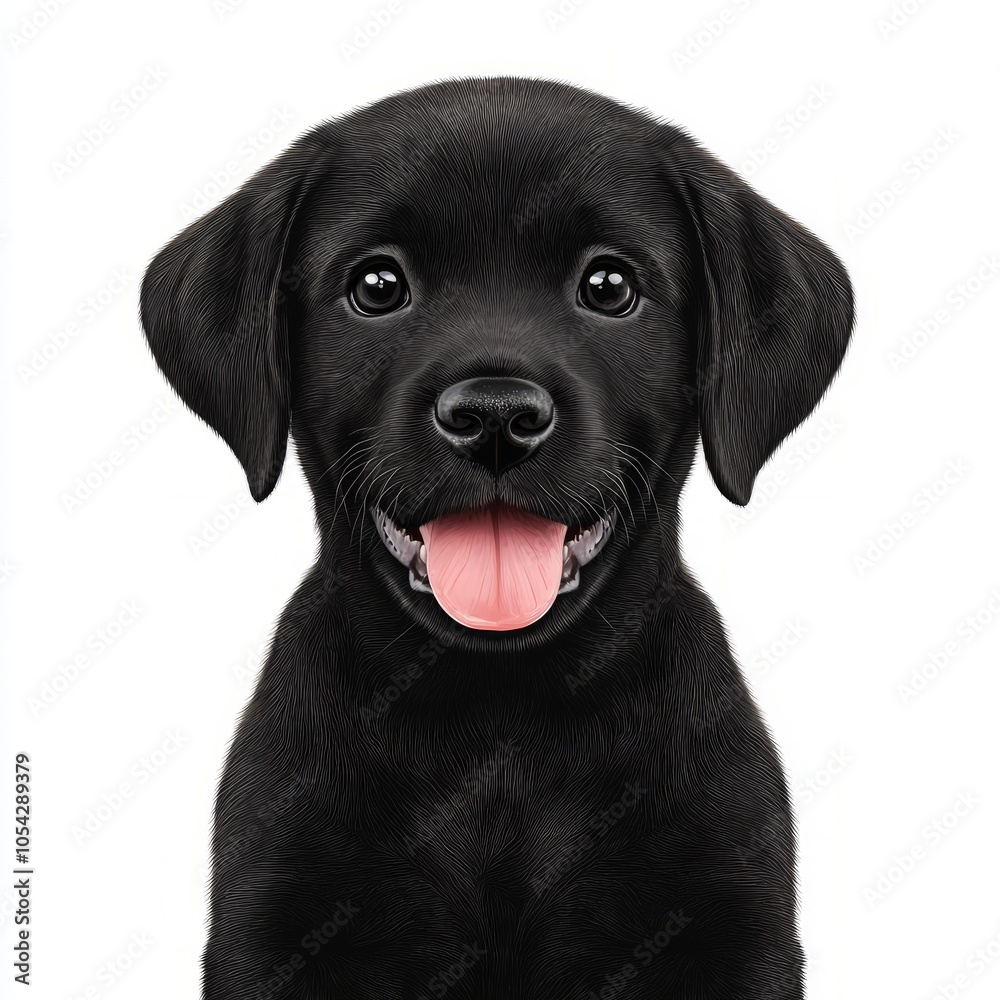 A smiling black Labrador puppy with a joyful expression. A smiling black Labrador puppy with a joyful expression.
