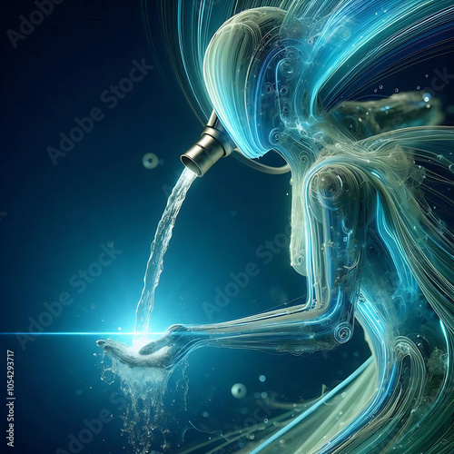 Símbolo Zodíaco do Signo Aquário: Pessoa Derramando Água em Ondas