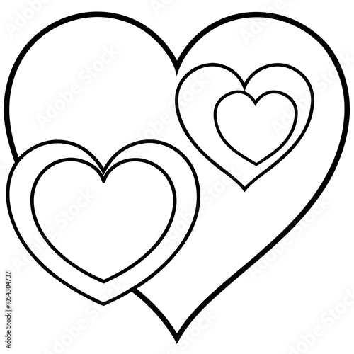 Loving hearts – various stylized hearts. Vector illustration - an icon for Valentine's Day, the holiday of all lovers. Stickers, holiday elements. line art