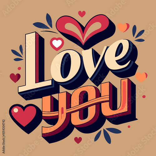 Romantic phrases – “I love you”. Vector illustration - an icon for Valentine's Day, the holiday of all lovers. Stickers, holiday elements