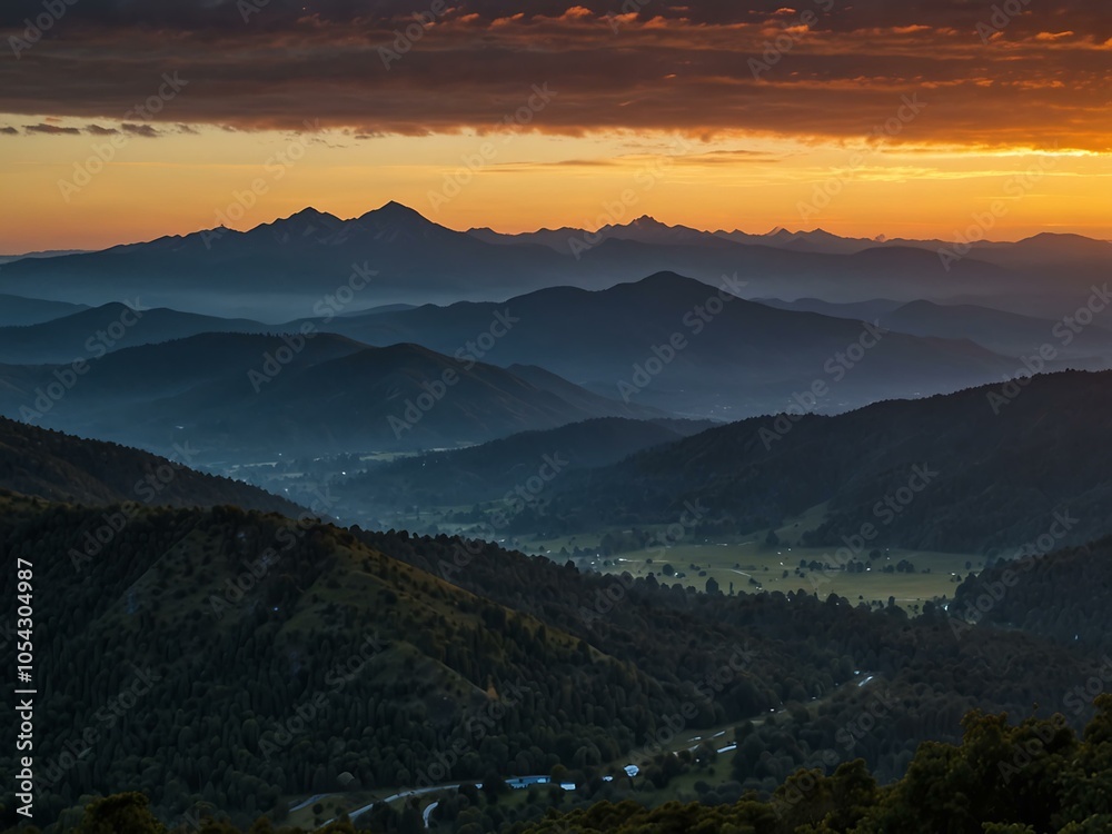 Fototapeta premium Sunrise illuminating the mountains.
