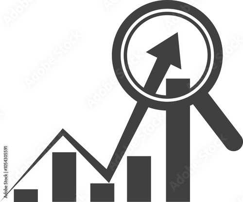 Magnifying glass and graph, Business Graph , The report, Presentation, Data and Infographic. Vector Illustration Design. Transparent Background.
