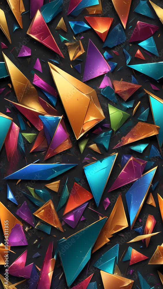 Obraz premium Dynamic Abstract Multi-Colored Shards in Metallic Finish