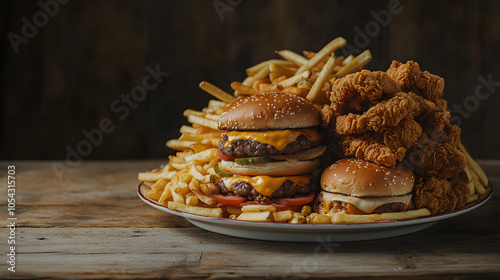 Mouth-Watering Fast Food Combo , AI GENERAT  photo