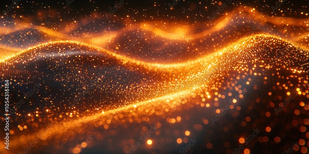 Abstract Golden Sparkles and Blurred Lights in a Wavy Pattern Abstract Golden Sparkles and Blurred Lights in a Wavy Pattern