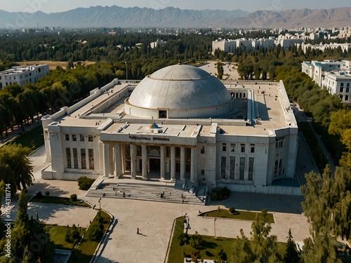 Aerial view of Tajikistan National Museum in Dushanbe. photo