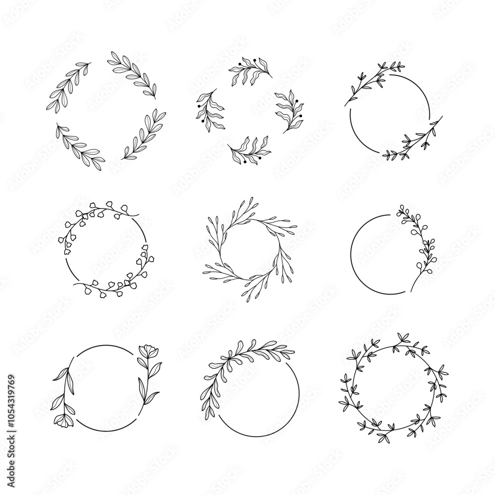 Fototapeta premium collection natural frame leaves elegant vector