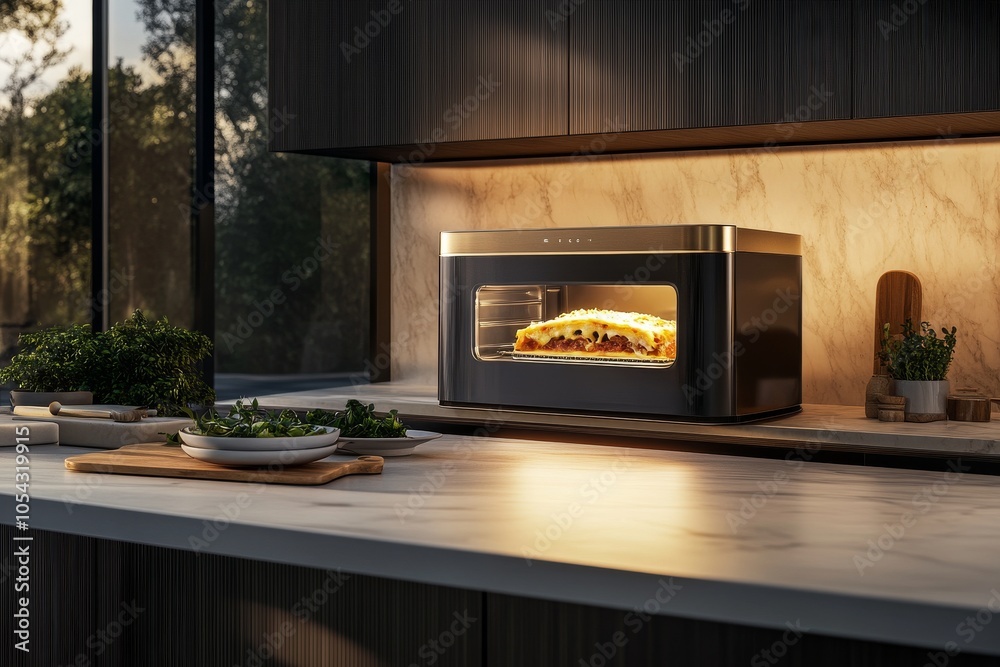 Modern Kitchen Counter with Gourmet Oven and Meal Prep Modern Kitchen Counter with Gourmet Oven and Meal Prep