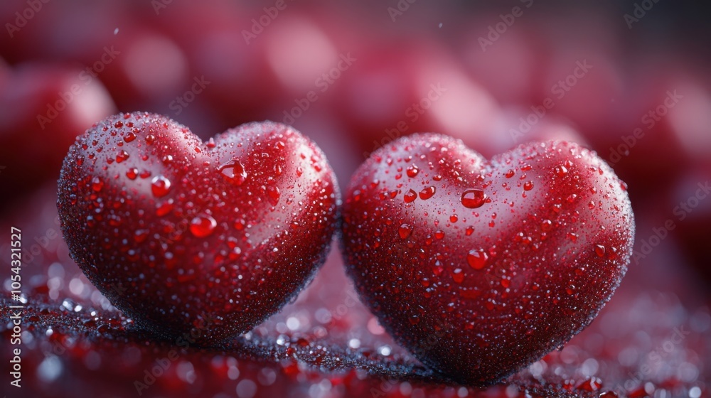 Fototapeta premium Vibrant Red Background Featuring Bold Oversized Hearts Perfect for Celebrating Love and Romance in Various Creative Projects