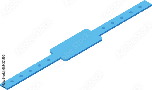 Simple light blue wristband isolated on white background, ideal for events, concerts, and festivals