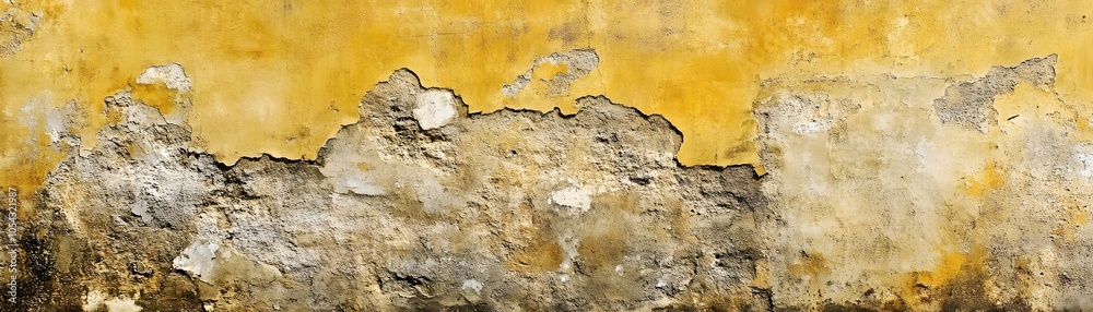 Obraz premium Weathered Yellow Wall with Peeling Paint