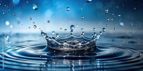 Water splashing with small droplets falling from sky, low angle view