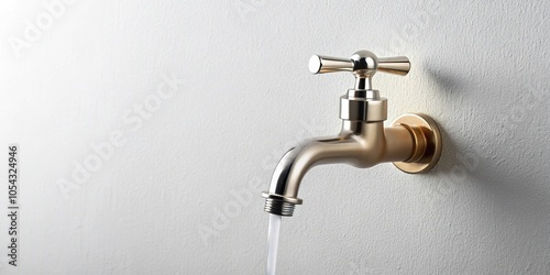 water tap with rubber band on white wall Tilted Angle photo