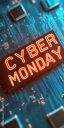 2d illustration for cyber monday on turquoise background text 