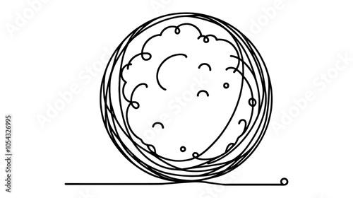 One continuous line illustration of a snowball, isolated on white background.