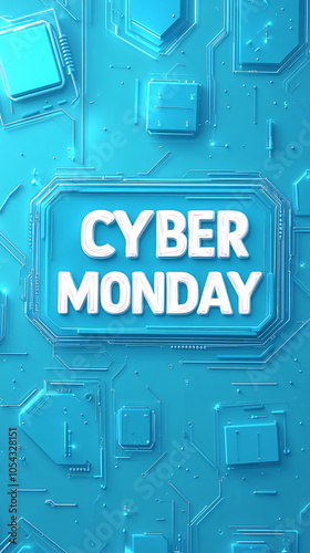 2d illustration for cyber monday on turquoise background text 