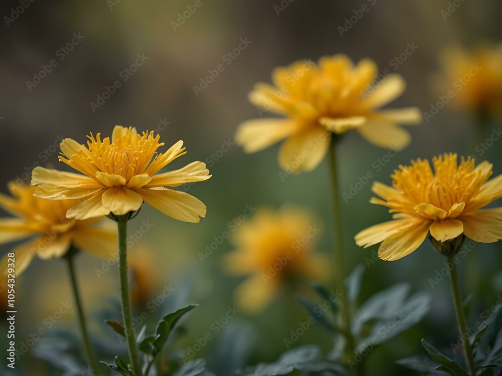 Obraz premium Close-up of yellow flowers with a soft-focus background.