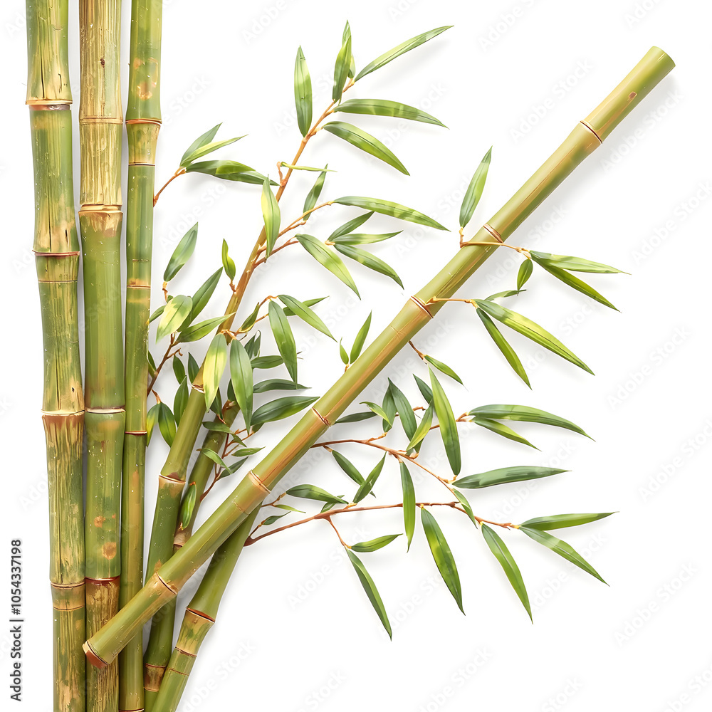 Naklejka premium Bamboo stick, 3D illustration, realistic, isolated on white background. Generative AI