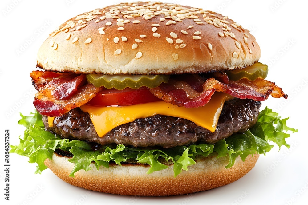 Gourmet beef burger with cheese and bacon Gourmet beef burger with cheese and bacon