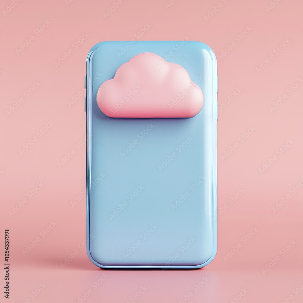A pastel-colored phone with a pink cloud-shaped accessory. A pastel-colored phone with a pink cloud-shaped accessory.