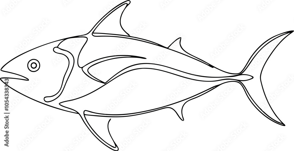 Fototapeta premium One-Line Tuna Drawing Clean and Simple Fish Art