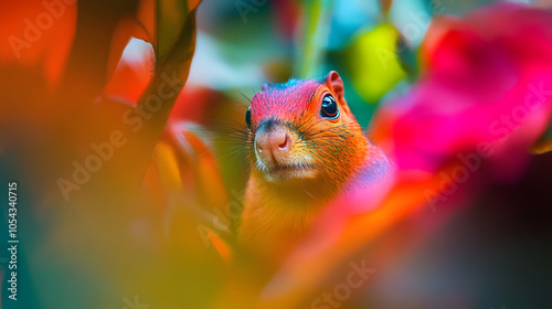 A Curious Rainbow Agouti (Dasyprocta leporina) in a Colorful Tropical Habitat