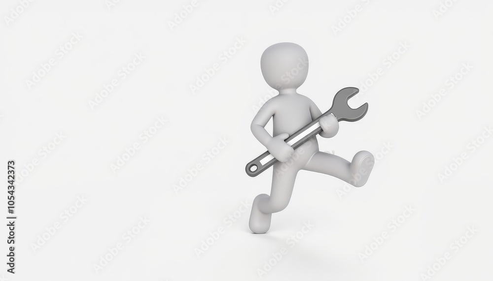 3D stick figure character performing automotive repair with confidence minimalist design perfect for maintenance services branding copy space 3D stick figure character performing automotive repair with confidence minimalist design perfect for maintenance services branding copy space