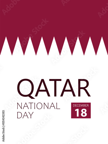 Qatar National Day, vector design for greeting card, poster or banner. Text Qatar National Day, december 18 on the background of flag of Qatar.