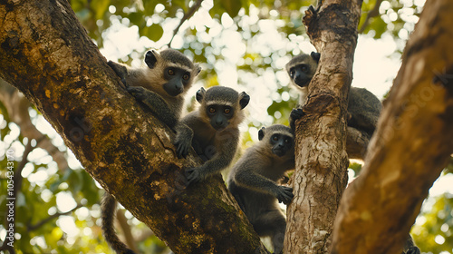 A Joyful Interaction of Fossas (Cryptoprocta ferox) Playing Together in the Enchanting Madagascar Jungle