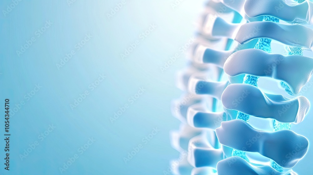 Close-up of a human spine, showcasing vertebrae and spinal column with ...