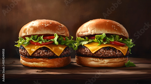 Classic Cheeseburgers with a Modern Twist , AI GENERATE photo