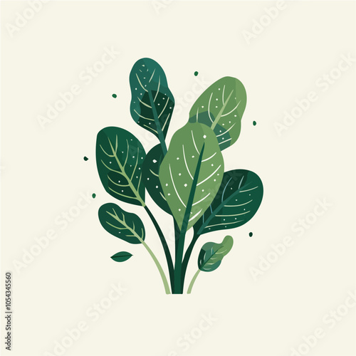 Simple flat 2D icon spinach isolated on cream background, vector, flat design, animation design, vector, flat design, animation design, simple flat 2D icon, minimalist design, clipart