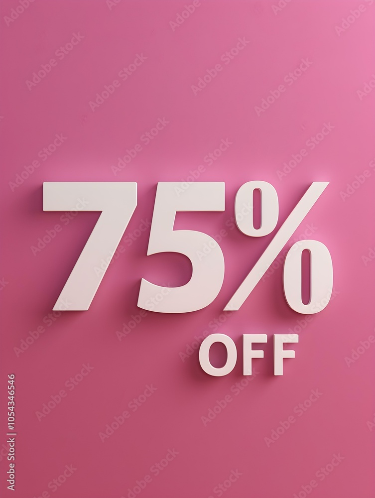 White '75% OFF' Promotional Sign on a Pink Background White '75% OFF' Promotional Sign on a Pink Background