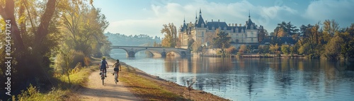Tourists exploring the Loire Valley by bike, travel, adventure