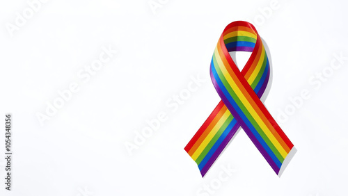 Rainbow Awareness Ribbon Month for LGBTQ+ pride, rights, diversity, inclusion, equality, social acceptance, peace, anti-bullying, anti-discrimination, mental health, allyship, same sex marriage, gay photo