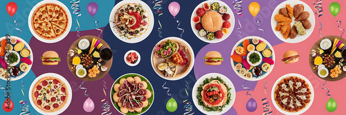 Wallpaper Mural Colorful Food Party Platters for Birthday Celebration with Red and Brown as Main Colors   Torontodigital.ca