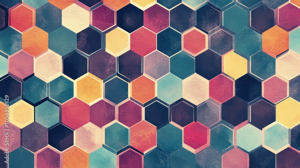 A colorful hexagonal pattern with various shades, creating a vibrant geometric design. A colorful hexagonal pattern with various shades, creating a vibrant geometric design.