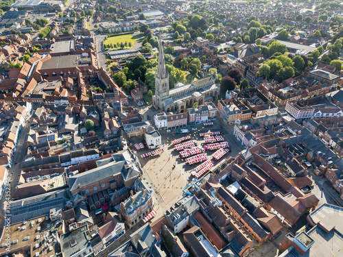 Aerial view of the town in United Kingdom