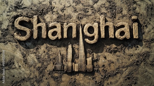 Sandstone Shanghai City symbol art poster.