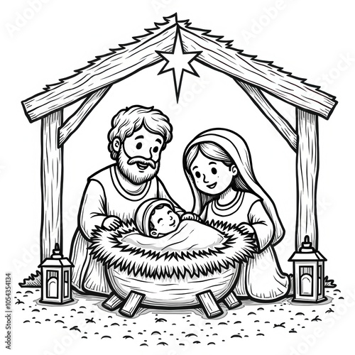  Nativity Scene Coloring Page