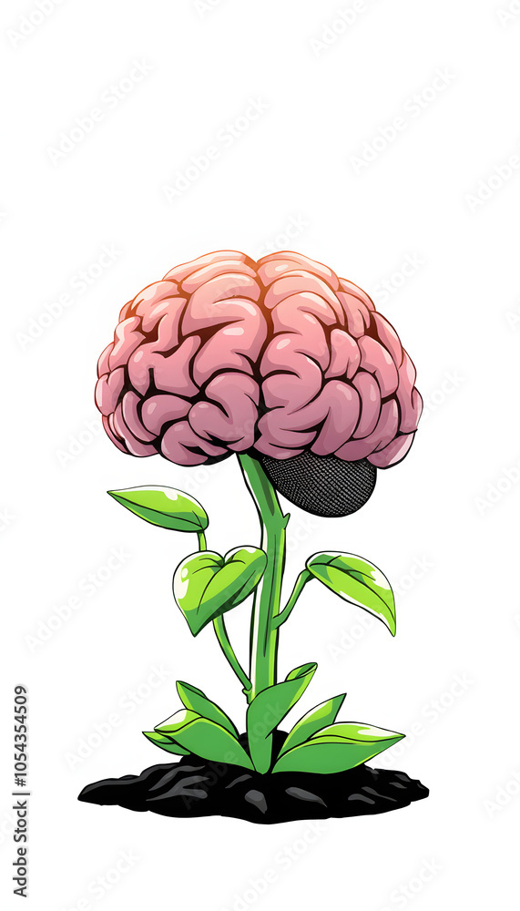 Plant Brain isolated with white highlights, png Plant Brain isolated with white highlights, png