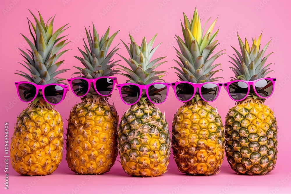 five pineapples in glasses five pineapples in glasses