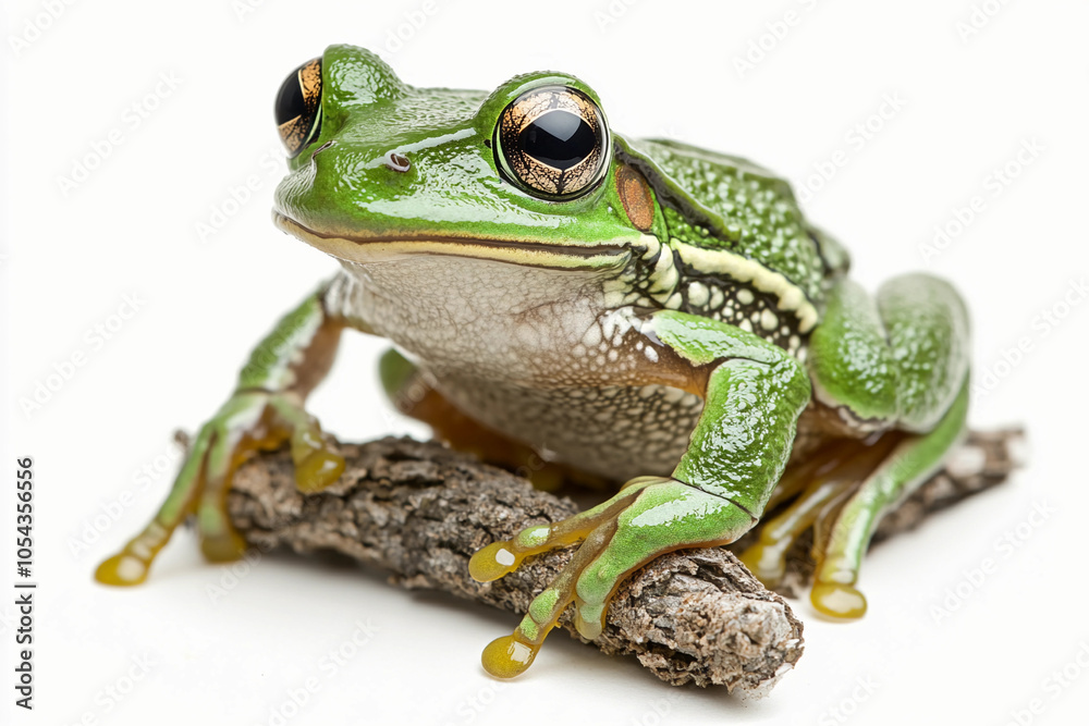Naklejka premium Frog Isolated On White: Cute GreenTree Frog, Frog 3d, Bullfrog, Colorful Pets, Toad