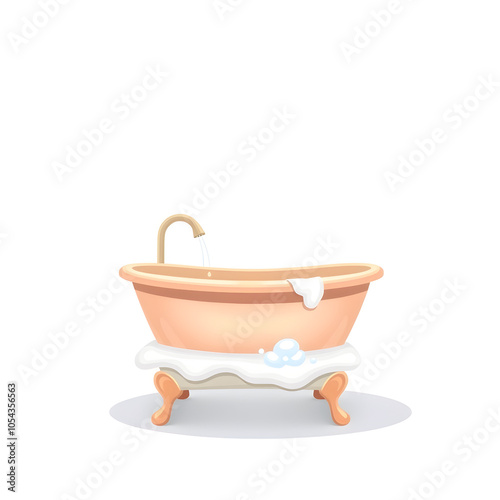 bath cartoon 2D illustration on white background. Generative AI