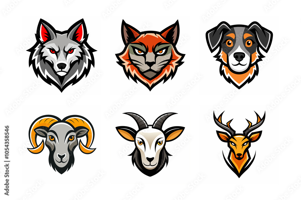 set of animals logo set of animals logo