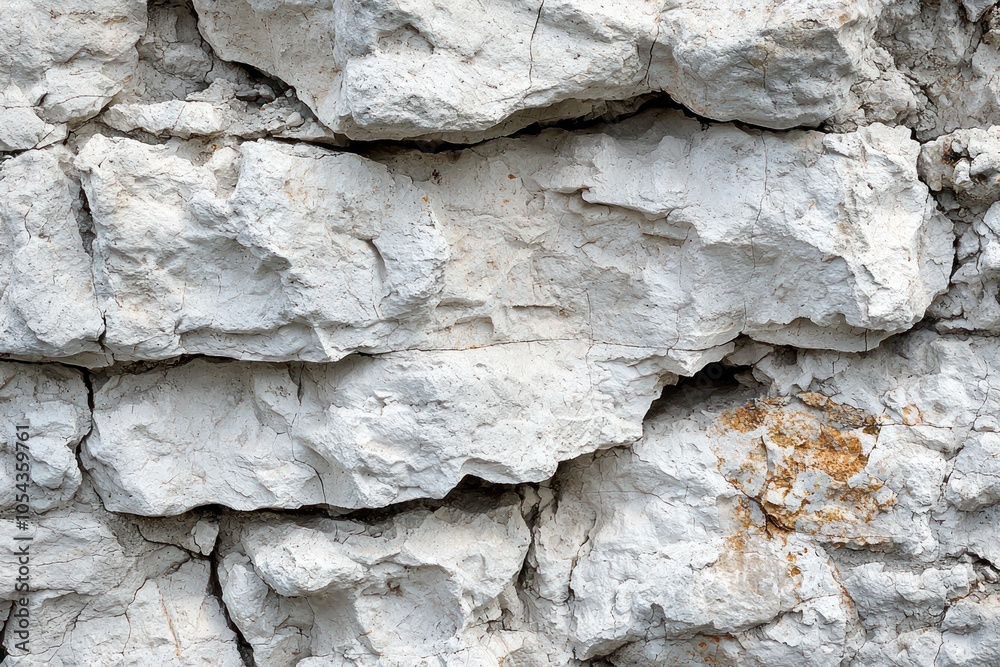 Fototapeta premium Cracked White Rock Face with Uneven Surface